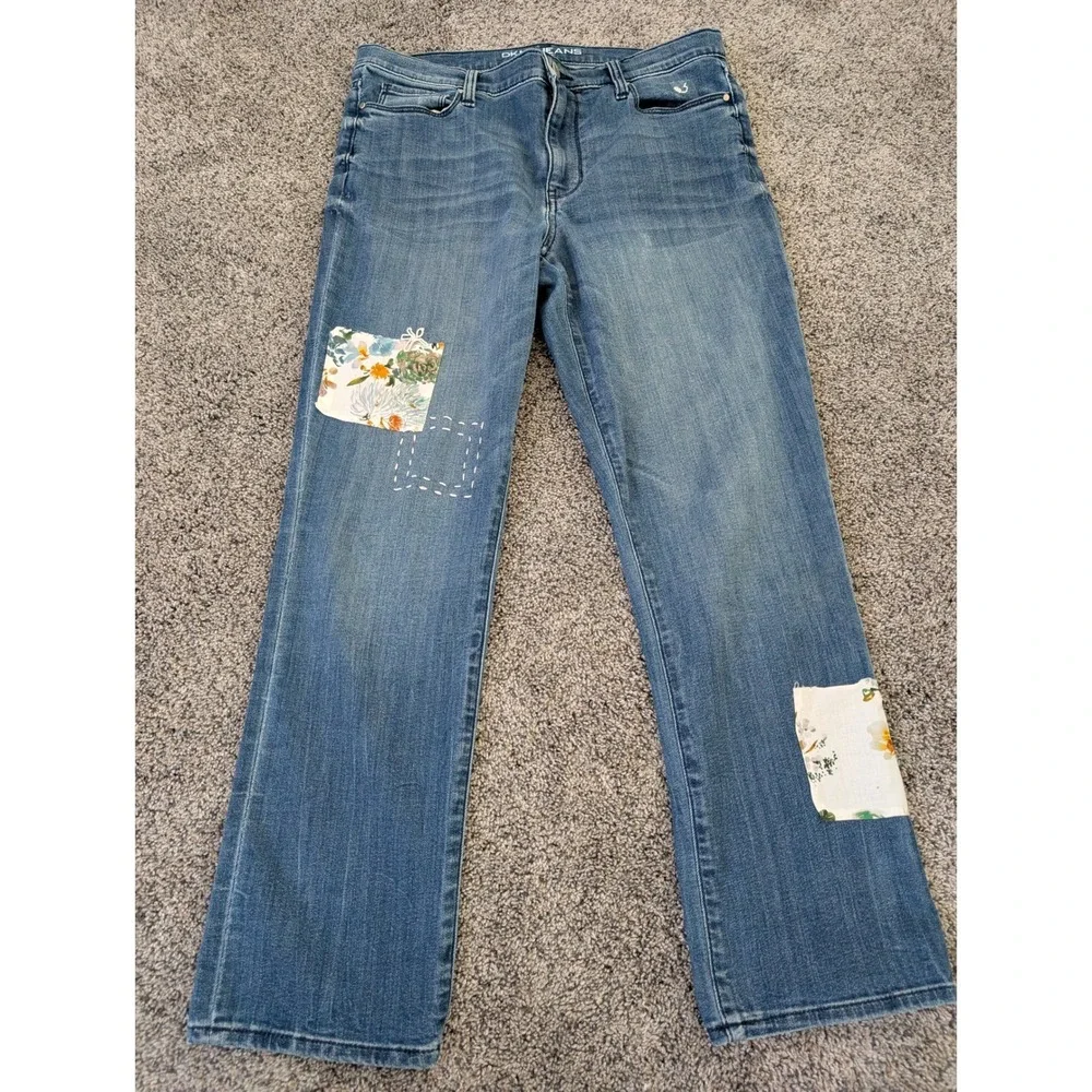 DKNY Jeans‎ Soho Skinny Jeans Women's Personalized Patchwork Detail Denim Pants